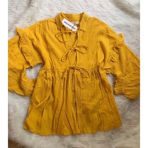 *New* Adorable Tie Up Ruffle Sleeve Babydoll Top